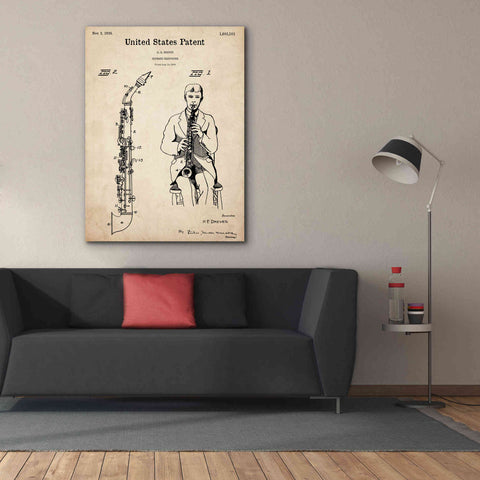 Image of 'Soprano Saxophone Blueprint Patent Parchment,' Canvas Wall Art,40 x 54