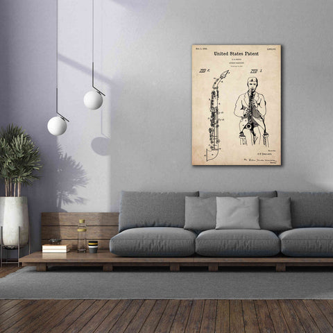 Image of 'Soprano Saxophone Blueprint Patent Parchment,' Canvas Wall Art,40 x 54