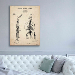 'Soprano Saxophone Blueprint Patent Parchment,' Canvas Wall Art,40 x 54