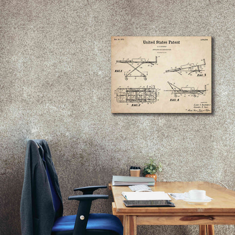 Image of 'EMT Stretcher Blueprint Patent Parchment,' Canvas Wall Art,34 x 26