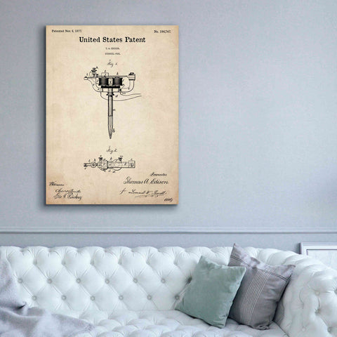 Image of 'Tattoo Stencil Pen Blueprint Patent Parchment,' Canvas Wall Art,40 x 54