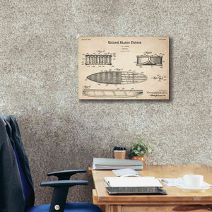 'Surfboard Blueprint Patent Parchment,' Canvas Wall Art,26 x 18