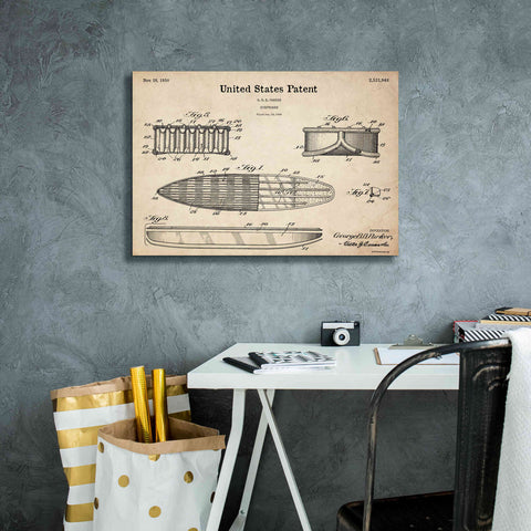 Image of 'Surfboard Blueprint Patent Parchment,' Canvas Wall Art,26 x 18