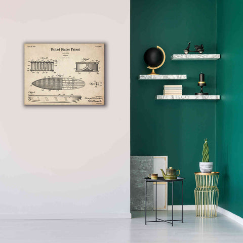 Image of 'Surfboard Blueprint Patent Parchment,' Canvas Wall Art,34 x 26