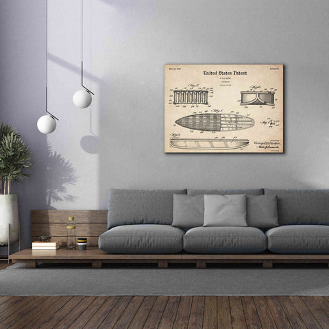 Image of 'Surfboard Blueprint Patent Parchment,' Canvas Wall Art,54 x 40