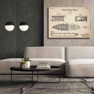 'Surfboard Blueprint Patent Parchment,' Canvas Wall Art,54 x 40