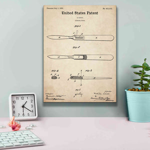 'Surgical Knife Blueprint Patent Parchment,' Canvas Wall Art,12 x 16