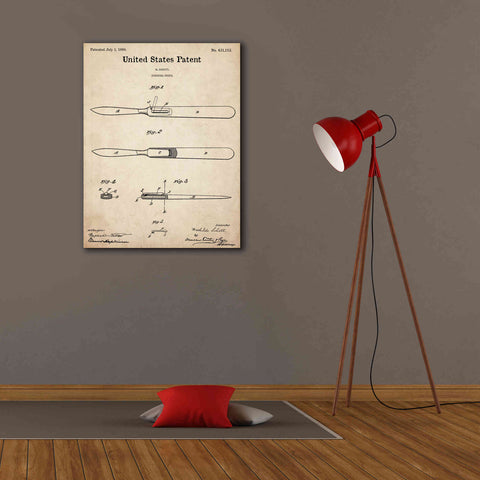 Image of 'Surgical Knife Blueprint Patent Parchment,' Canvas Wall Art,26 x 34