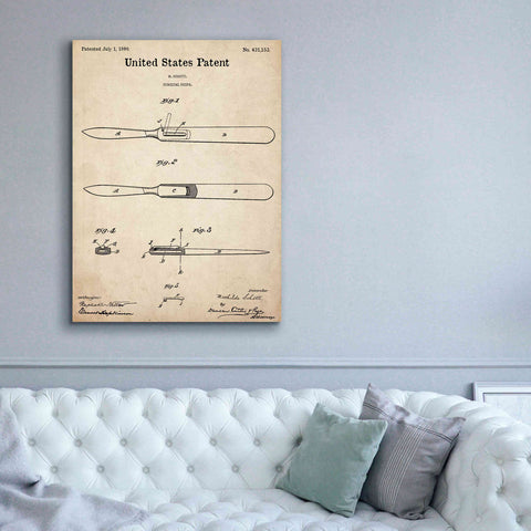 Image of 'Surgical Knife Blueprint Patent Parchment,' Canvas Wall Art,40 x 54