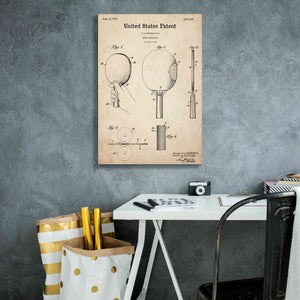 'Table Tennis Paddle  Blueprint Patent Parchment,' Canvas Wall Art,18 x 26