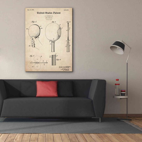 Image of 'Table Tennis Paddle  Blueprint Patent Parchment,' Canvas Wall Art,40 x 54