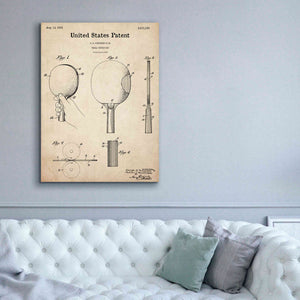 'Table Tennis Paddle  Blueprint Patent Parchment,' Canvas Wall Art,40 x 54