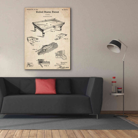 Image of 'Pool Table Blueprint Patent Parchment,' Canvas Wall Art,40 x 54