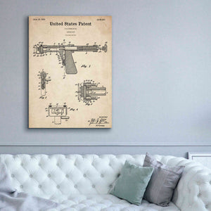 'Tattoo Gun Blueprint Patent Parchment,' Canvas Wall Art,40 x 54