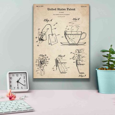 Image of 'Tea Bag Blueprint Patent Parchment,' Canvas Wall Art,12 x 16