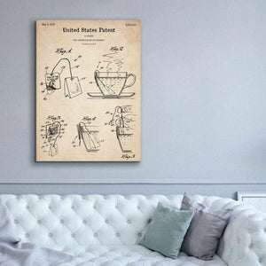 'Tea Bag Blueprint Patent Parchment,' Canvas Wall Art,40 x 54