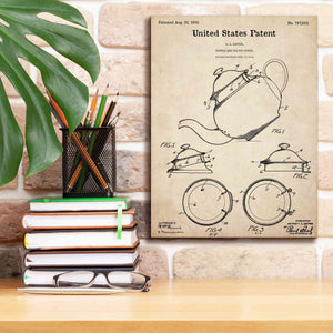 'Tea Pot Cover Blueprint Patent Parchment,' Canvas Wall Art,12 x 16