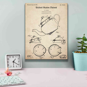 'Tea Pot Cover Blueprint Patent Parchment,' Canvas Wall Art,12 x 16