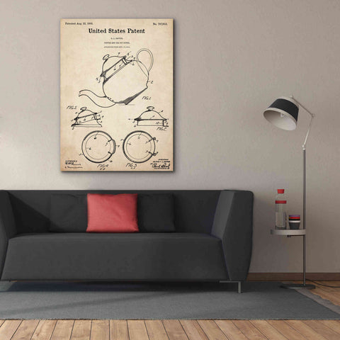 Image of 'Tea Pot Cover Blueprint Patent Parchment,' Canvas Wall Art,40 x 54