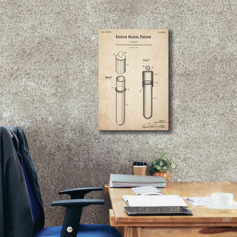 Image of 'Test Tube Blueprint Patent Parchment,' Canvas Wall Art,18 x 26