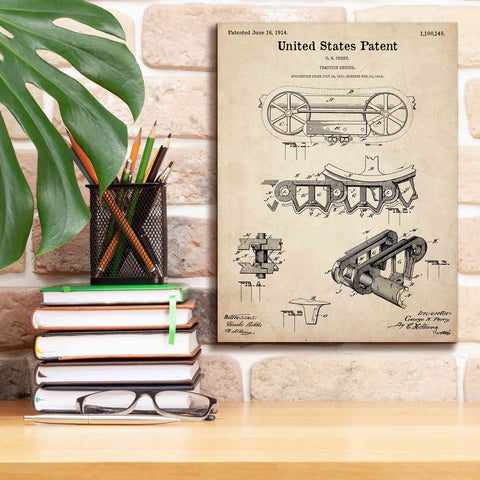 Image of 'Traction Engine Blueprint Patent Parchment,' Canvas Wall Art,12 x 16