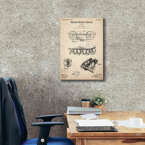 Image of 'Traction Engine Blueprint Patent Parchment,' Canvas Wall Art,18 x 26