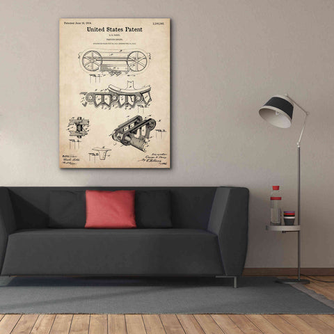 Image of 'Traction Engine Blueprint Patent Parchment,' Canvas Wall Art,40 x 54