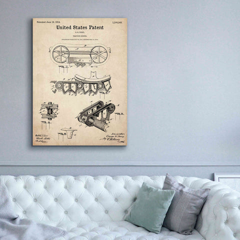 Image of 'Traction Engine Blueprint Patent Parchment,' Canvas Wall Art,40 x 54