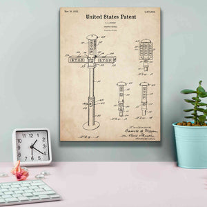'Vintage Traffic Signal  Blueprint Patent Parchment,' Canvas Wall Art,12 x 16