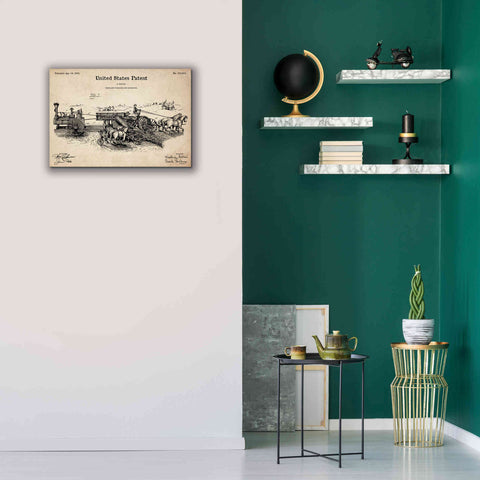 Image of 'Traveling Thrasher Blueprint Patent Parchment,' Canvas Wall Art,26 x 18