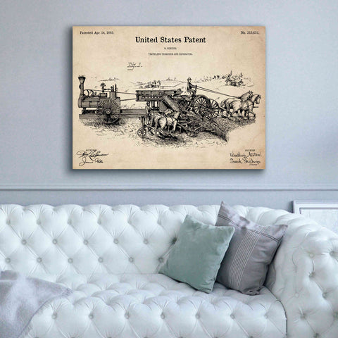 Image of 'Traveling Thrasher Blueprint Patent Parchment,' Canvas Wall Art,54 x 40