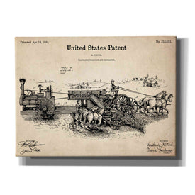 'Traveling Thrasher Blueprint Patent Parchment,' Canvas Wall Art,16x12x1.1x0,26x18x1.1x0,34x26x1.74x0,54x40x1.74x0