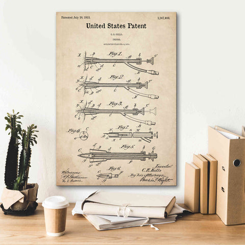 Image of 'Trocar Blueprint Patent Parchment,' Canvas Wall Art,18 x 26