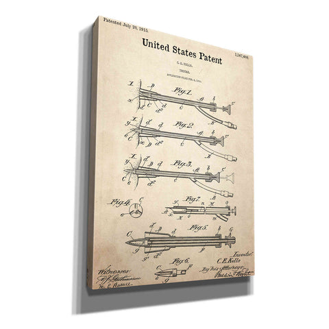 Image of 'Trocar Blueprint Patent Parchment,' Canvas Wall Art,12x16x1.1x0,18x26x1.1x0,26x34x1.74x0,40x54x1.74x0