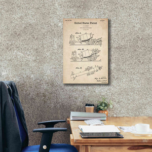 'Truck Trailer Transit Mixer Blueprint Patent Parchment,' Canvas Wall Art,18 x 26