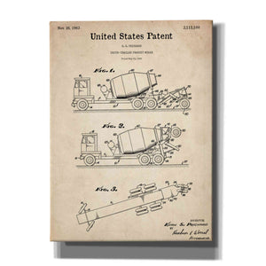 'Truck Trailer Transit Mixer Blueprint Patent Parchment,' Canvas Wall Art,12x16x1.1x0,18x26x1.1x0,26x34x1.74x0,40x54x1.74x0