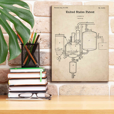 Image of 'Vacuum Pan Blueprint Patent Parchment,' Canvas Wall Art,12 x 16