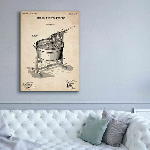 Image of 'Washing Machine Blueprint Patent Parchment,' Canvas Wall Art,40 x 54