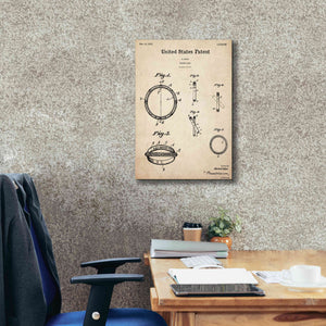 'Wedding Ring Blueprint Patent Parchment,' Canvas Wall Art,18 x 26