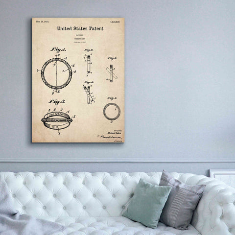 Image of 'Wedding Ring Blueprint Patent Parchment,' Canvas Wall Art,40 x 54