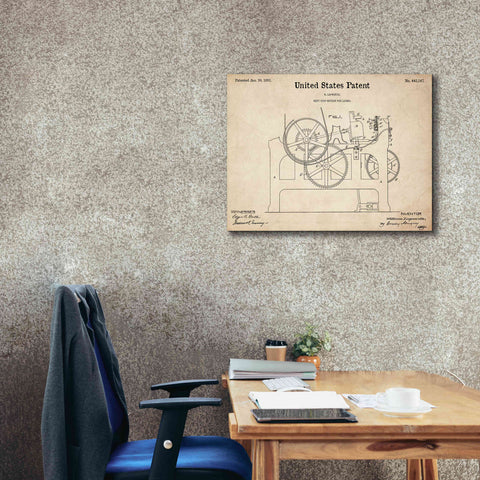 Image of 'Weft Stop Motion for Looms Blueprint Patent Parchment,' Canvas Wall Art,34 x 26