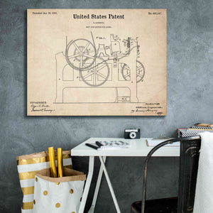 'Weft Stop Motion for Looms Blueprint Patent Parchment,' Canvas Wall Art,34 x 26