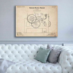 'Weft Stop Motion for Looms Blueprint Patent Parchment,' Canvas Wall Art,54 x 40
