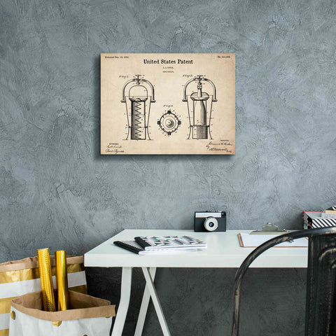 Image of 'Wine Cooler Blueprint Patent Parchment,' Canvas Wall Art,16 x 12