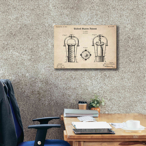 Image of 'Wine Cooler Blueprint Patent Parchment,' Canvas Wall Art,26 x 18
