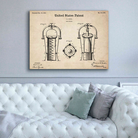 Image of 'Wine Cooler Blueprint Patent Parchment,' Canvas Wall Art,54 x 40