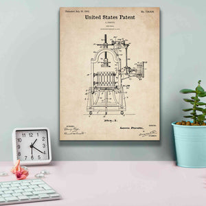 'Wine Press Blueprint Patent Parchment,' Canvas Wall Art,12 x 16