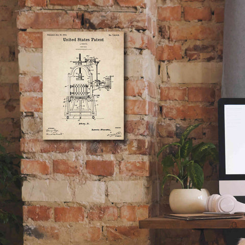 Image of 'Wine Press Blueprint Patent Parchment,' Canvas Wall Art,12 x 16