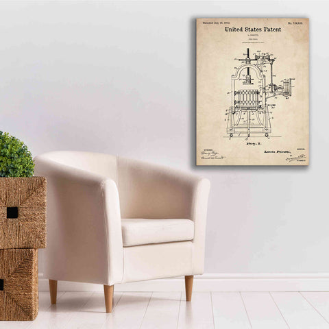 Image of 'Wine Press Blueprint Patent Parchment,' Canvas Wall Art,26 x 34