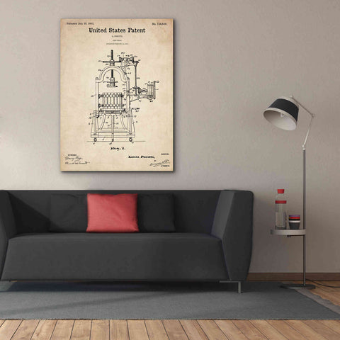 Image of 'Wine Press Blueprint Patent Parchment,' Canvas Wall Art,40 x 54